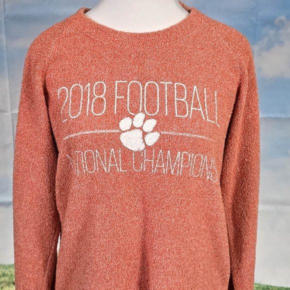 PRESSBOX | CLEMSON TIGERS TEXTURED KNIT TERRY CREW NECK PULLOVER SWEATER - Picture 8 of 16